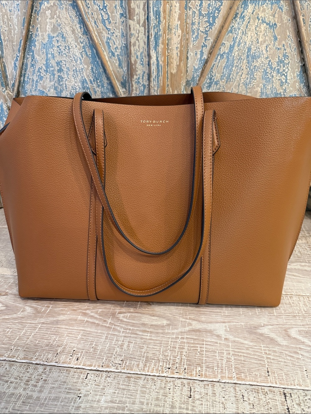 Tory Burch Cognac Pebbled Leather Tote